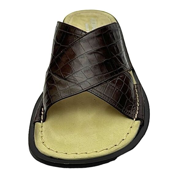 Donald J Pliner Women’s Brown Croco Leather Sandals 5.5 Medium Sandals Pre-Owned - Picture 3 of 11